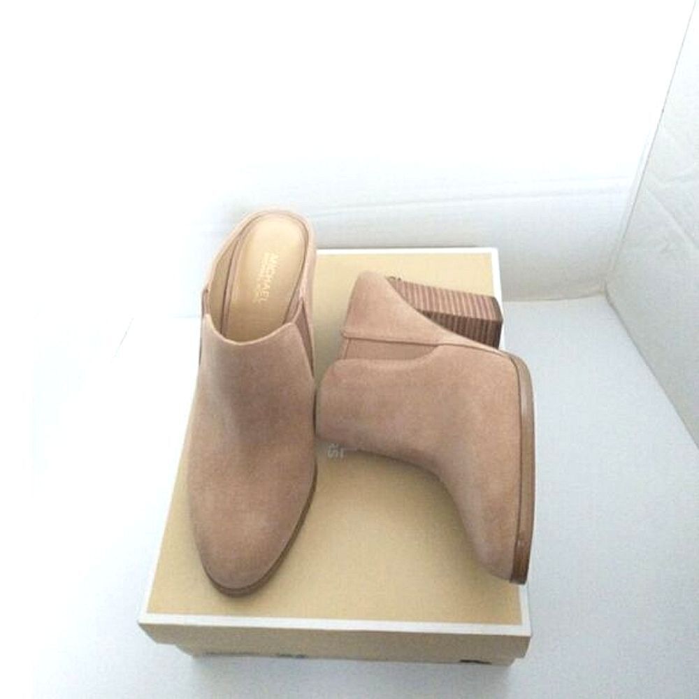 New! MICHAEL KORS Braden Pointed-Toe Suede Mules Slides Shooties Size 7 Cashew - Picture 7 of 12